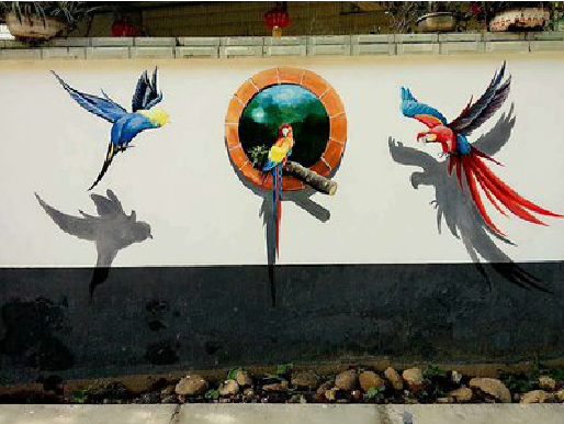 王屋视觉错位-3D墙绘设计