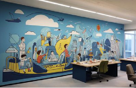 王屋办公室墙绘的特点。