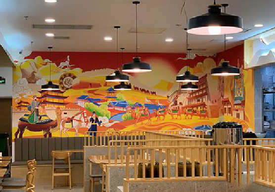 王屋商业空间彩绘介绍。