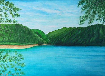 王屋在墙绘中，如何绘画绿水青山？