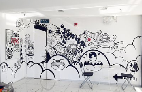 王屋手绘墙并非传统涂鸦。